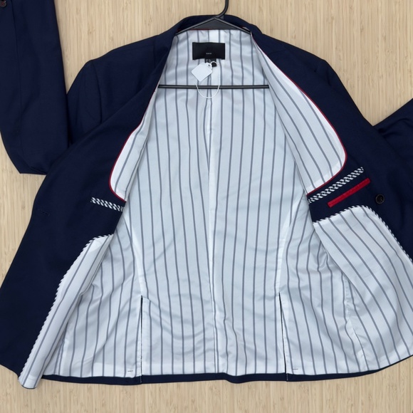 H&M Slim Fit Blue Double Breasted Suit Jacket - size 42R - Picture 4 of 6